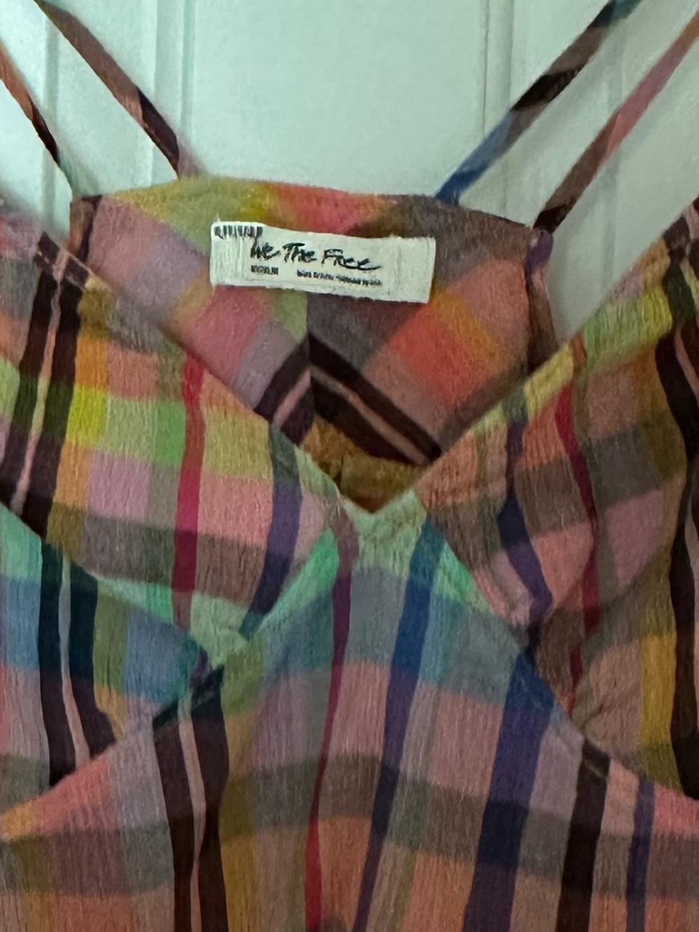 Free People- We The Free Multicolor Plaid V-Neck Camisole - Picture 3 of 3